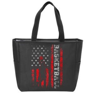 Basketball USA American Flag Sports Lover Athlete Zip Tote Bag