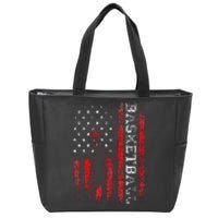 Basketball USA American Flag Sports Lover Athlete Zip Tote Bag