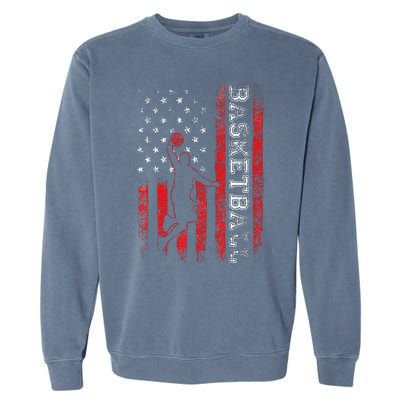 Basketball USA American Flag Sports Lover Athlete Garment-Dyed Sweatshirt