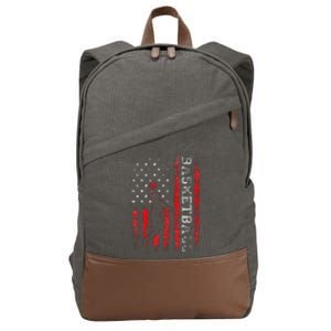 Basketball USA American Flag Sports Lover Athlete Cotton Canvas Backpack