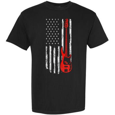 Bassist USA American Flag Bass Guitar Player Musician Garment-Dyed Heavyweight T-Shirt