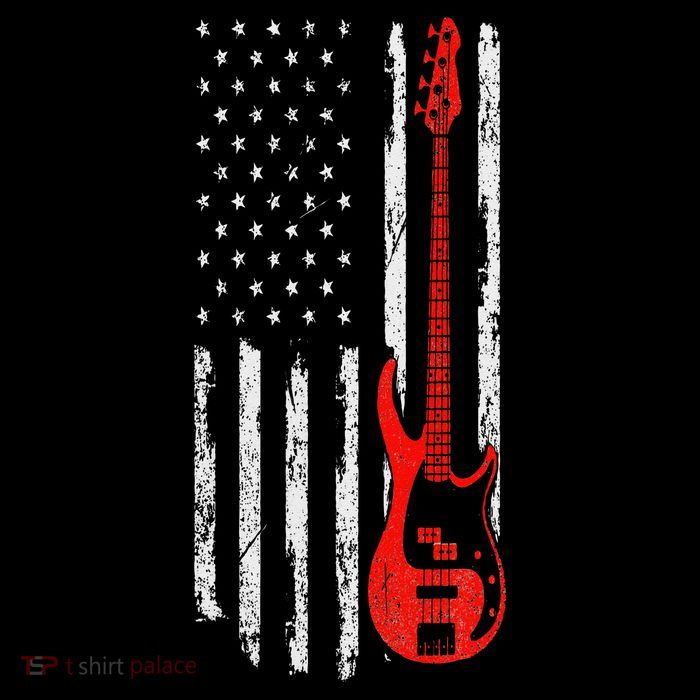 Bassist USA American Flag Bass Guitar Player Musician Tall T-Shirt