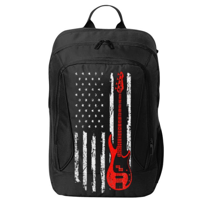 Bassist USA American Flag Bass Guitar Player Musician City Backpack