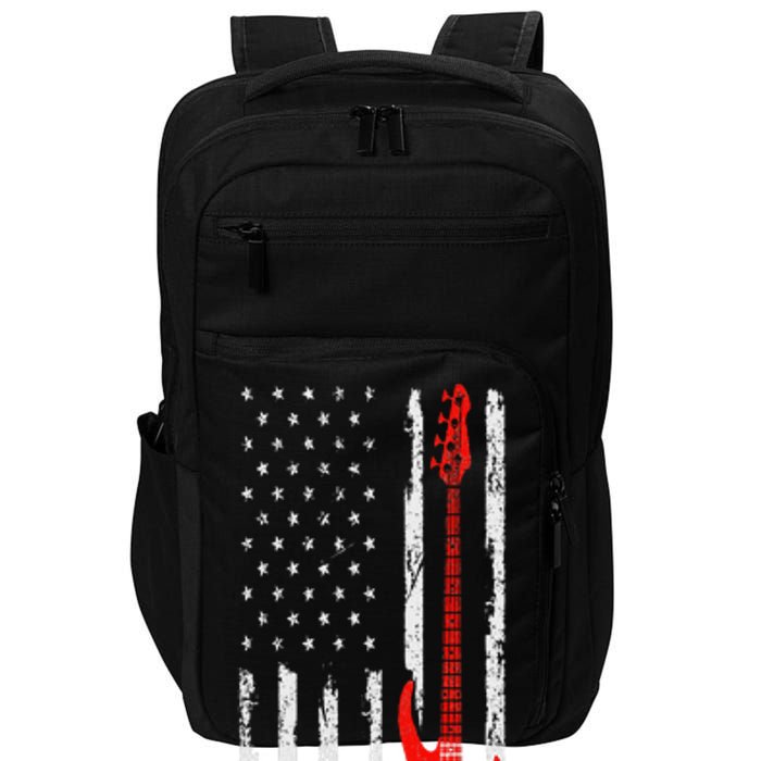 Bassist USA American Flag Bass Guitar Player Musician Impact Tech Backpack