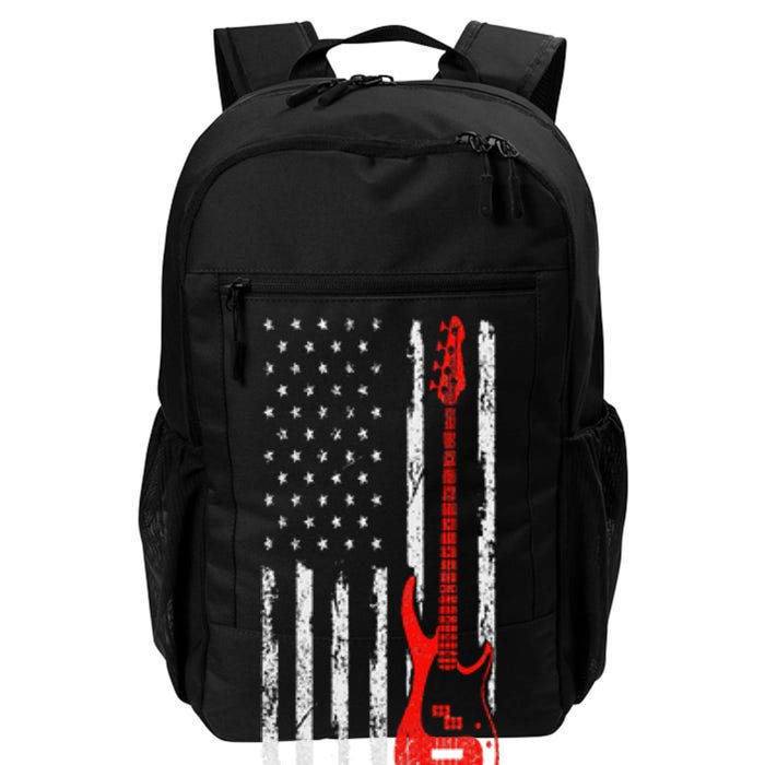 Bassist USA American Flag Bass Guitar Player Musician Daily Commute Backpack