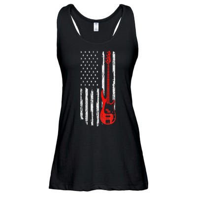 Bassist USA American Flag Bass Guitar Player Musician Ladies Essential Flowy Tank