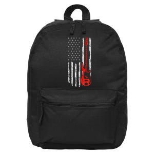 Bassist USA American Flag Bass Guitar Player Musician 16 in Basic Backpack