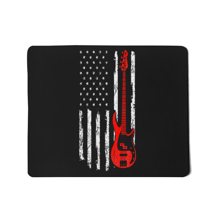 Bassist USA American Flag Bass Guitar Player Musician Mousepad