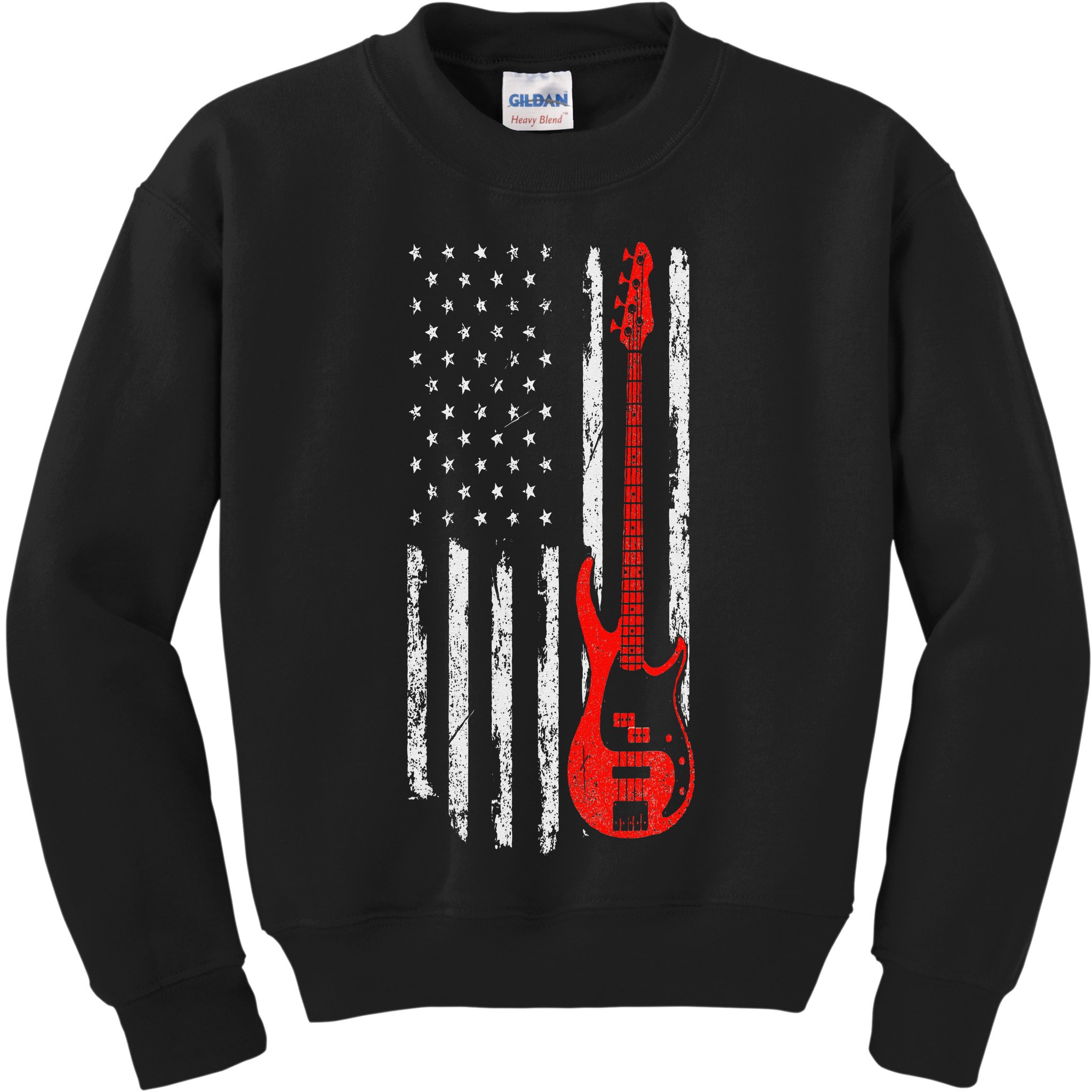 Bassist USA American Flag Bass Guitar Player Musician Kids Sweatshirt