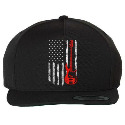 Bassist Usa American Flag Bass Guitar Player Musician Wool Snapback Cap