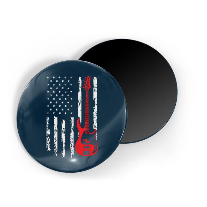 Bassist USA American Flag Bass Guitar Player Musician Magnet