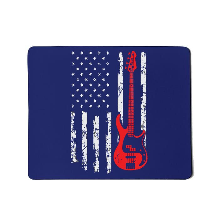 Bassist USA American Flag Bass Guitar Player Musician Mousepad