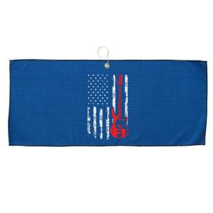 Bassist USA American Flag Bass Guitar Player Musician Large Microfiber Waffle Golf Towel