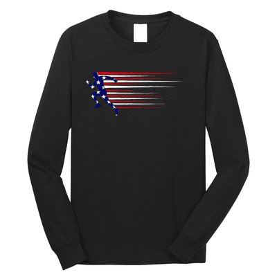 Best Usa American Flag Track And Field Gift Team Long Sleeve Shirt