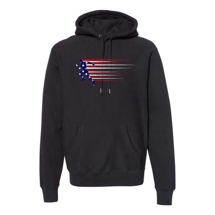 Best Usa American Flag Track And Field Gift Team Premium Hoodie