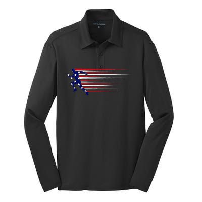 Best Usa American Flag Track And Field Gift Team Silk Touch Performance Long Sleeve Polo