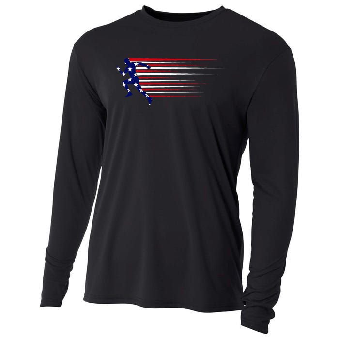 Best Usa American Flag Track And Field Gift Team Cooling Performance Long Sleeve Crew