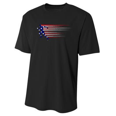 Best Usa American Flag Track And Field Gift Team Performance Sprint T-Shirt