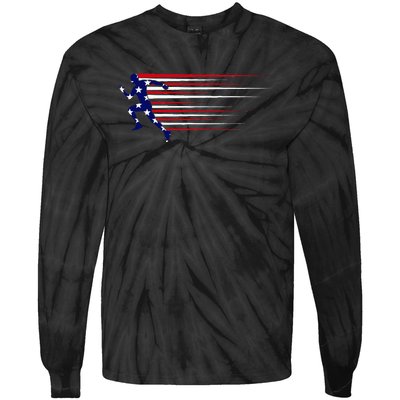 Best Usa American Flag Track And Field Gift Team Tie-Dye Long Sleeve Shirt