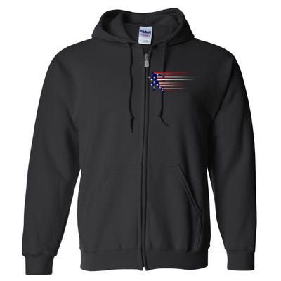 Best Usa American Flag Track And Field Gift Team Full Zip Hoodie