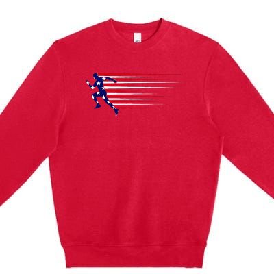 Best Usa American Flag Track And Field Gift Team Premium Crewneck Sweatshirt