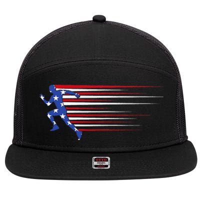 Best USA American Flag Track And Field Gift Team 7 Panel Mesh Trucker Snapback Hat