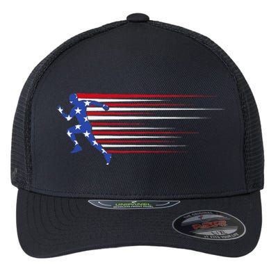 Best USA American Flag Track And Field Gift Team Flexfit Unipanel Trucker Cap