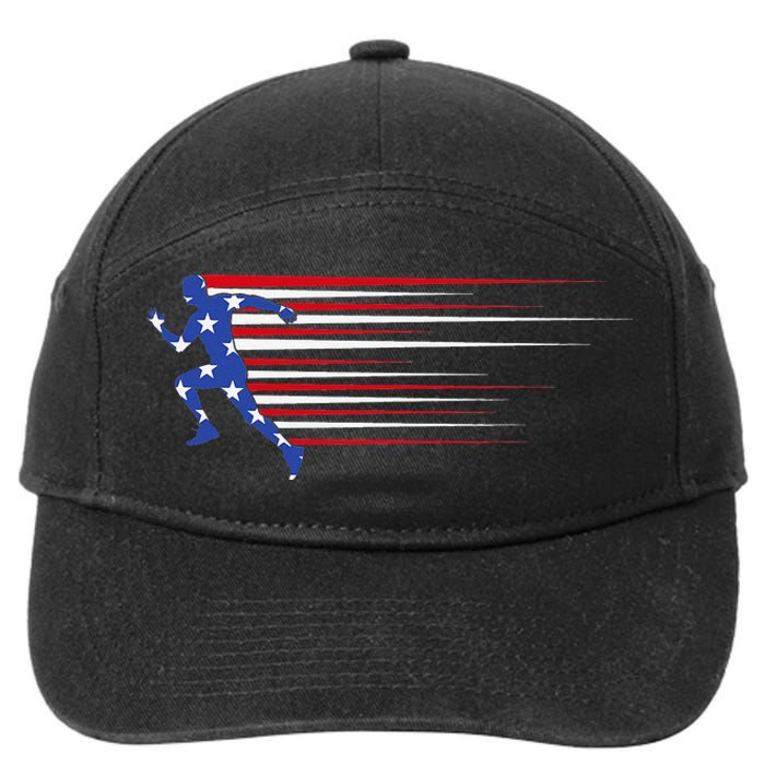 Best USA American Flag Track And Field Gift Team 7-Panel Snapback Hat