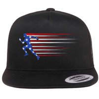 Best USA American Flag Track And Field Gift Team Flat Bill Trucker Hat