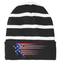 Best USA American Flag Track And Field Gift Team Striped Beanie with Solid Band