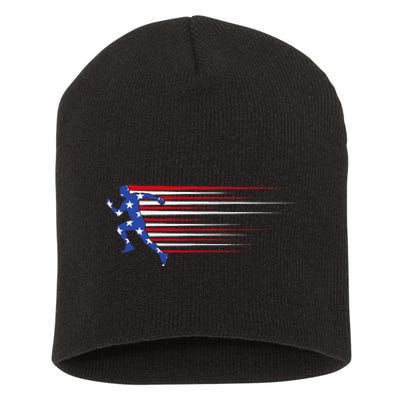 Best USA American Flag Track And Field Gift Team Short Acrylic Beanie