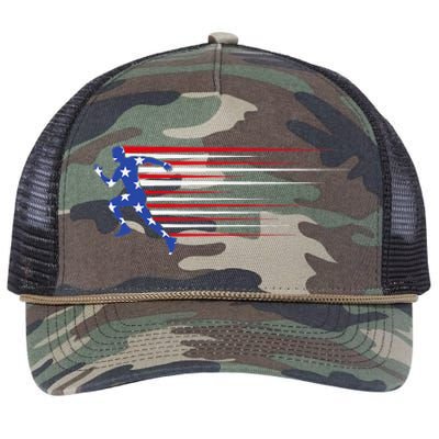 Best USA American Flag Track And Field Gift Team Retro Rope Trucker Hat Cap