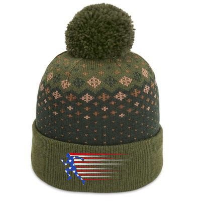 Best USA American Flag Track And Field Gift Team The Baniff Cuffed Pom Beanie