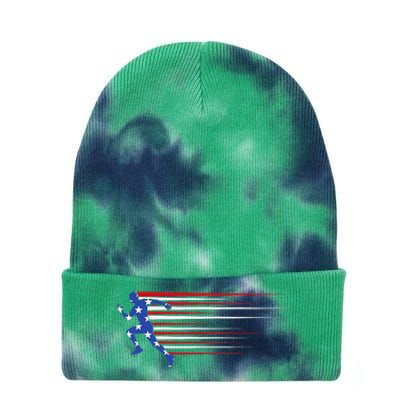 Best USA American Flag Track And Field Gift Team Tie Dye 12in Knit Beanie