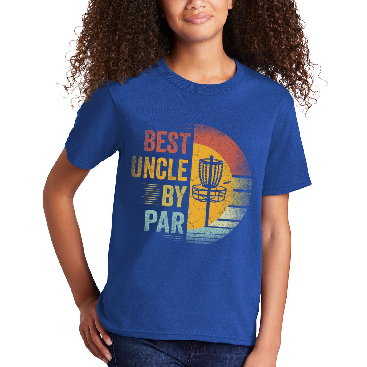 Best Uncle By Par Disc Golf Frisbee Golfer FatherS Day Cool Gift Kids T-Shirt