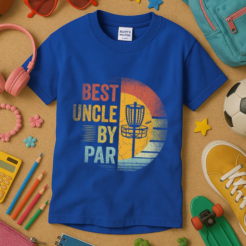 Best Uncle By Par Disc Golf Frisbee Golfer FatherS Day Cool Gift Kids T-Shirt