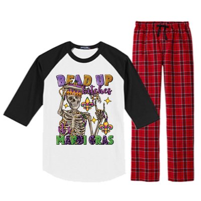 Bead Up Bitches Its Mardi Gras Skeleton Raglan Sleeve Pajama Set