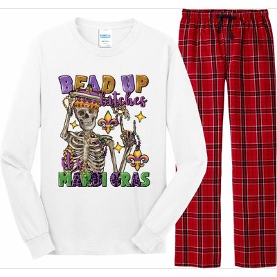 Bead Up Bitches Its Mardi Gras Skeleton Long Sleeve Pajama Set