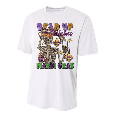 Bead Up Bitches Its Mardi Gras Skeleton Performance Sprint T-Shirt