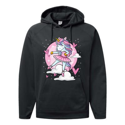 Ballet Unicorn Ballerina Cute Dance Performance Fleece Hoodie