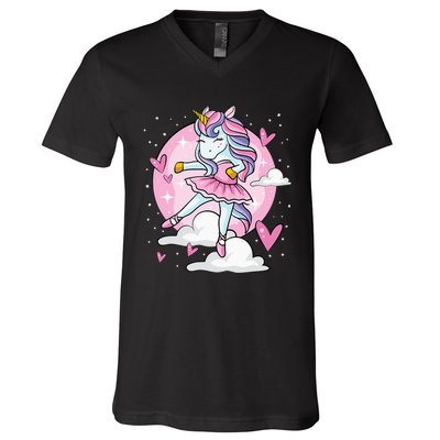 Ballet Unicorn Ballerina Cute Dance V-Neck T-Shirt