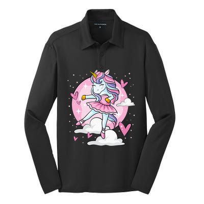 Ballet Unicorn Ballerina Cute Dance Silk Touch Performance Long Sleeve Polo