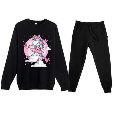 Ballet Unicorn Ballerina Cute Dance Premium Crewneck Sweatsuit Set