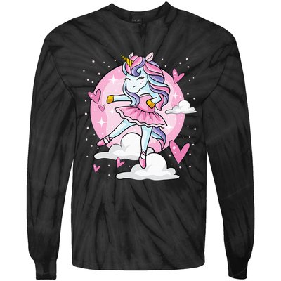 Ballet Unicorn Ballerina Cute Dance Tie-Dye Long Sleeve Shirt