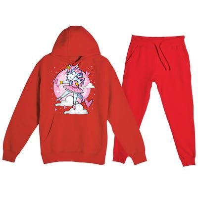 Ballet Unicorn Ballerina Cute Dance Premium Hooded Sweatsuit Set