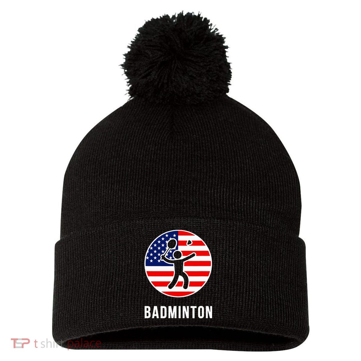 Badminton Usa Pom Pom 12in Knit Beanie