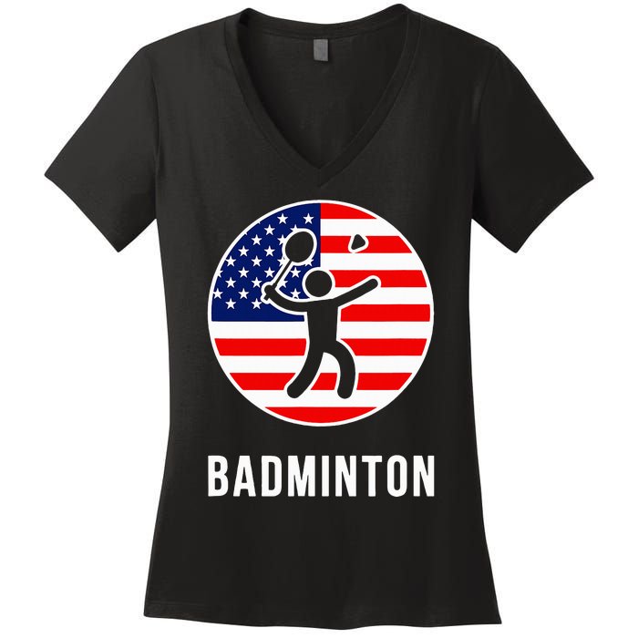 Badminton Usa Women's V-Neck T-Shirt