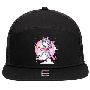 Ballet Unicorn Ballerina Cute Dance N Girl 7 Panel Mesh Trucker Snapback Hat