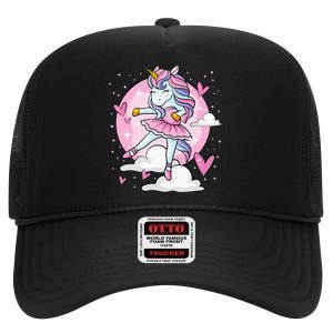 Ballet Unicorn Ballerina Cute Dance N Girl High Crown Mesh Back Trucker Hat