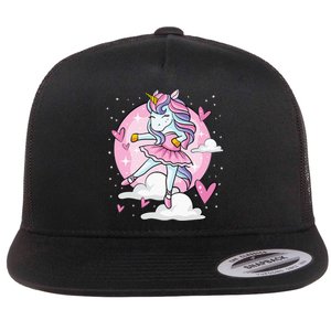 Ballet Unicorn Ballerina Cute Dance N Girl Flat Bill Trucker Hat